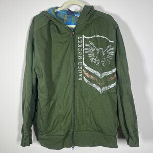 Bauer Men's Green Hockey Hoodie Slim Fit Large Cotton Flawed!